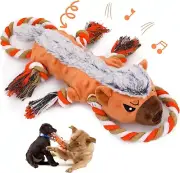 Squeaky Dog Chew Toy Tug of War Interactive Teething Aggressive Chewer