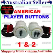 PLAYER 1 & 2 BUTTONS (White), Lock nut & Micro Switch ARCADE / MAME