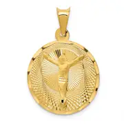 14k Yellow Gold Polished D/C Corpus Circle Pendant