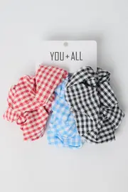 Multi 3 Pack Gingham Scrunchies