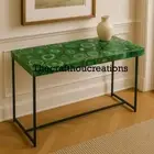 Green Agate Console Slab Top, Agate Console End Table Top For Hallway Decor