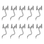 10Sets Slide on End Clasps, 16mm Tube Slider Crimp Cord Ends, Metallic Black
