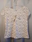New Aztec Boho V-neck T-shirt Top Blouse w/ Tie M Mauve White Cap slv Super Soft