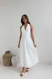 Angelic Song Halter Maxi Dress White