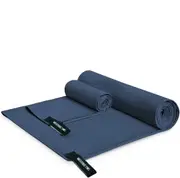2 Pack Microfiber Towel for Camping Backpacking Gym Beach Swimming Yoga,Marine Blue