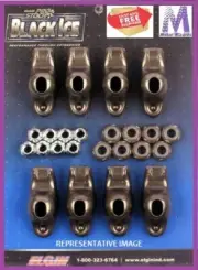 Elgin BLACK ICE Rocker Arms fit SBC GM Chevy 350 1.6 Ratio 7/16 Stud LONG SLOT