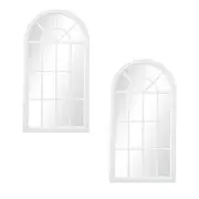 Oikiture 76x51cm Window Mirror Wall Mirrors Wooden White Set of 2