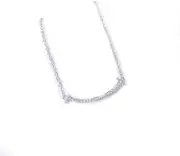 [Follsy] Smile Necklace Design Feeling Smile face Pendant Necklace Collarbone Chain Temperament Versatile Fashion Necklace-Silver