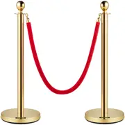 Velvet Ropes and Posts Gold Stanchion 5ft1.5 m Crowd Control Barriers 2PCS