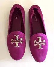 NEW IN BOX TORY BURCH ELEANOR SUEDE LOAFER FUSCHIA PINK 10