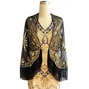 Vintage 1920s The Great Gatsby Party Costume Masquerade Shawls The Great Gatsby Wedding Guest Sequins Tassel Fringe Sequin Tassel Women's Wedding Party Wedding