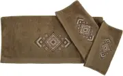HiEnd Accents Sedona 3 Piece Bath Towel Set, Brown Cotton Blend Aztec Pattern...