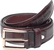 [LOUIS STITCH] Men's Black Red Blue Brown Belt Italian Leather Premium Formal Casual Belts for Men With Heavy Brass Buckle 1.3 Inch (33mm) (CACRC)