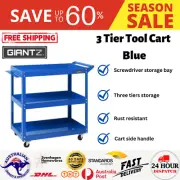 3-Tier Toolbox Tool Trolley Box Cart 150kg Load Lockable Garage Storage Blue