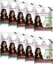 HI-FI India Natural Herbal Conditioner Henna Colour | Amonia Free Hair Colour | Dark Brown Colour 40 Gms - Pack of 10