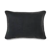 Gray Herringbone Texture With Pu Piping With Feather Down Insert Lumbar Pillow