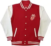 [Rock Off officially licensed products] The Rolling Stones Varsity Jacket Classic Tongue Logo Official Unisex Red S