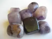 "Lucky 8 Health" Amethyst Amulet Tumbled Stones w/ Pouch Tumble Gemstone CRYSTAL
