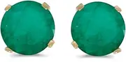 [Direct-Jewelry] 5 mm Natural Round Emerald Stud Earrings Set in 14k Yellow Gold
