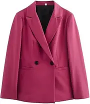[Zadaos] Female 2 Piece Set Buttons Long Sleeve Back Belt Design Texture Blazer+ Elastic Waist Pockets Solid Pants