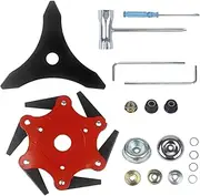 [KUGONTC] Steel Trimmer Head 6 Steel Razors Trimmer Head&10" x 3 Teeth Carbon Steel Brush Cutter Blades, Universal Weed Eater Blades Metal with 2 Different Adapter Kits