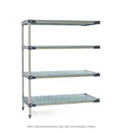 MetroMax 4 AX316G4 4-Shelf Plastic Industrial Shelving Add-On Unit, 18" x 24" x