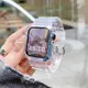 透明矽膠錶帶和錶殼運動手鍊兼容 Apple watch series 9 8 7 6 5 se ultra 3 i wa