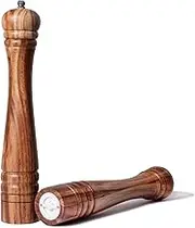 DeroTeno Salt and Pepper Mill Set, Set of 2 Salt and Pepper Grinder with Ceramic Grinder, Acacia Wood, Height 30 cm