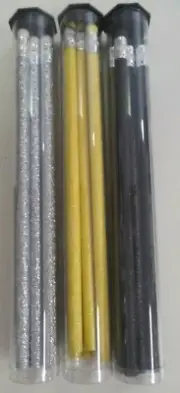 PENCILS--GLITTER--BLACK GLITTER--YELLOW GLITTER--SILVER GLITTER--SET CONTAINS 6