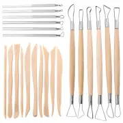 Pottery Clay Sculpting Tools, 22Pcs Wooden Handle Pottery Carving Tools &9351