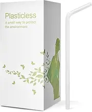 Plasticless 200PCS 100% Compostable Plant-Based Straws-A Fantastic Alternative to Soggy Paper Straws 100% Biodegradable Flexible Drinking Straws