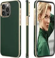[LOHASIC] for iPhone 15 Pro Max Case Leather – Slim Business Designer Cover for Men & Women, Luxury PU Leather Case, Soft Non-Slip Grip Protective Case for iPhone 15 Pro Max 6.7" (2023)- Green