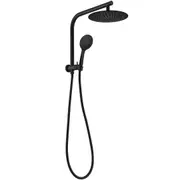 WELS Black Round 2in1 9" Rain Shower Head & 3 Modes Handheld Gooseneck Arm Mixer / Taps