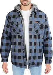 [Smith's Workwear] Big Men's Sherpa-Lined Hooded Flannel Shirt Jacket