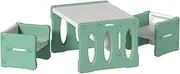 Keezi 3pcs Kids Table and Chairs, Children Study Set Drawing Eating Painting Learning Activity Play Centre Furniture Setting 2 Chair, Storage Desktop Green