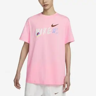 【NIKE 耐吉】短袖 NSW Tee 女款 粉 寬版 棉T 羅紋 短T 塗鴉(FJ7714-690)