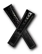 Black sports perforated strap/band with white stitching to fit TAG Heuer Monza