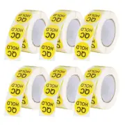 6 Roll/3000 Pcs 1" QC Hold Labels Inventory Quality Control Stickers Yellow