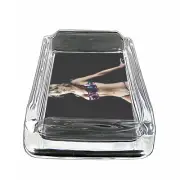 Rock and Roll Pin Up Girls D8 Glass Square Ashtray 4" x 3" Smoking Cigarette Bar