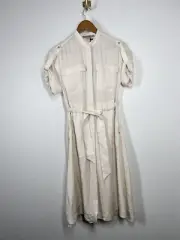 Allsaints Luciana Midi Shirt Dress Size 00 Ecru Ivory New