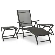 NNEVL 3 Piece Garden Lounge Set Textilene and Aluminium Black