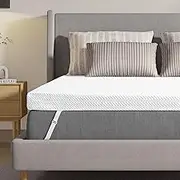 2 Inch Gel Memory Foam Mattress Topper Full, Mattress Pad with Removable Cover Adjustable Elastic Straps, White