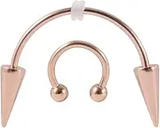[Niaspi] 2Pcs Vampire Fangs Piercing Lip Rings Teeth Rings Nose Septum Rings Set Stainless Steel Smile Piercing Jewelry Septum Jewelry Spike Face Piercing Jewelry