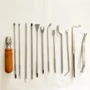 Lot of 13 Piano Tuning & Repair Tools w/Wood Handle - For Grand Piano -