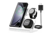 WASSUP 3 in 1 Fast Wireless Charging Station for Samsung Galaxy S24 S23 Ultra S23 Wireless Watch/Galaxy Buds Charger-White
