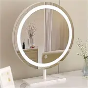 Round LED Makeup Vanity Mirror with Lights, True Daylight Simulation, Anti-Explosion, Perfect for Women, Girls, Makeup Artists - Vanity Mirror with Lights Desk(White,Small)
