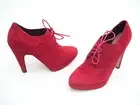 RMK SHOES ANKLE BOOTS LADIES RED SUEDE FORMAL DRESS HEELS PARTY SIZE 7.5 INIKA