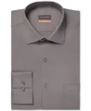 Van Heusen Men Regular fit Button-Up Shirt Large 16-16.5 32-33 Grey Solid