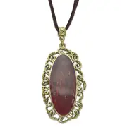Fashion 1928 Jewelry Brass-Tone Ornate Frame Purple Enamel Oval 30 Inch Faux Suede Cord Necklace