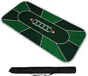TX GIRL Green Poker Layout Texas Holdem Tablecloth Blackjack Layout Portable Poker Pad with Backpack Non-Slip Rubber Back Side 180 * 90cm (Size : 180 * 90cm Green)